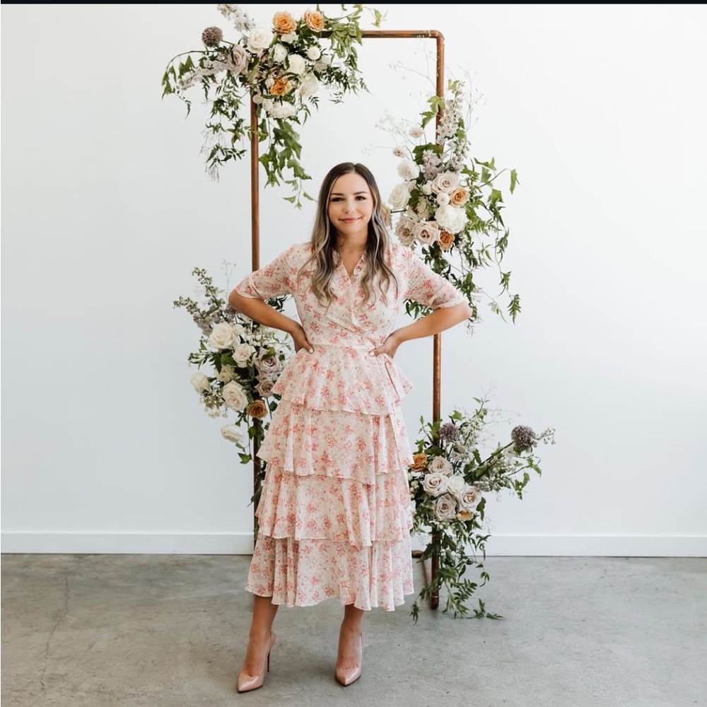 NEW!!! Floral Pink Tiered Dress